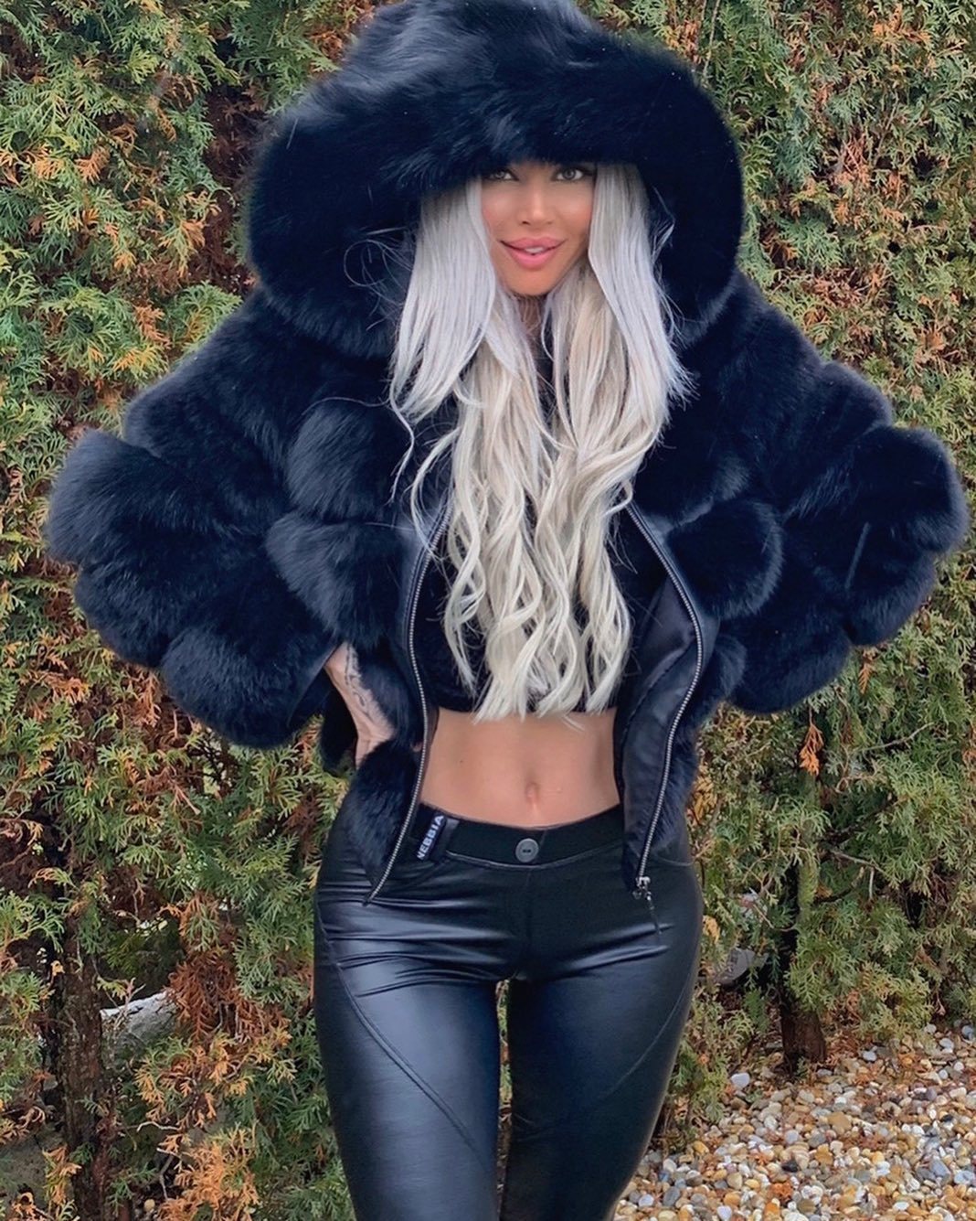 Street-wave Faux Fur Hooded Jacket For Women Sporty Comfort Luxury Outerwear Trendy Everyday Wear