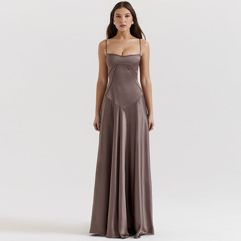 Street-wave Elegant Evening Dress With Tailored Silhouette And Flowing Skirt For Women