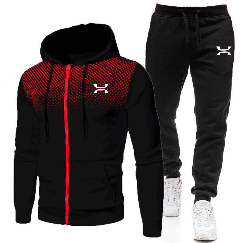 Street-wave Men's Breathable Hoodie Tracksuit with Comfortable Joggers for Active Athletes