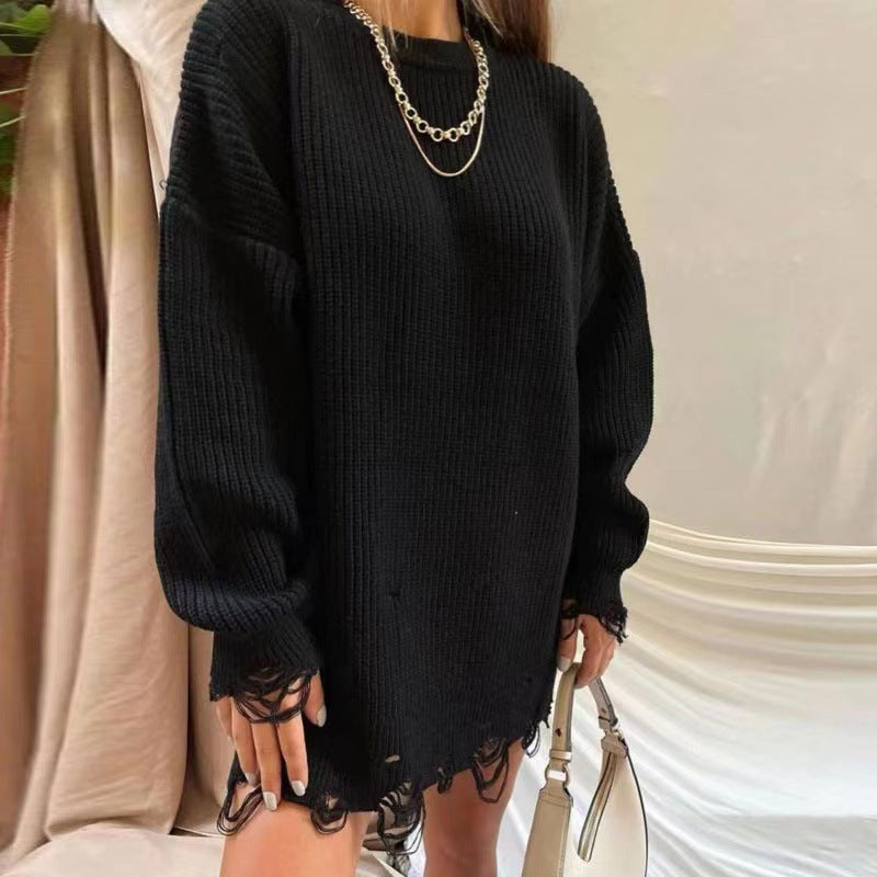 Streetwave Women's Chunky Knit Dress With Relaxed Fit And Breathable Open Knit Details