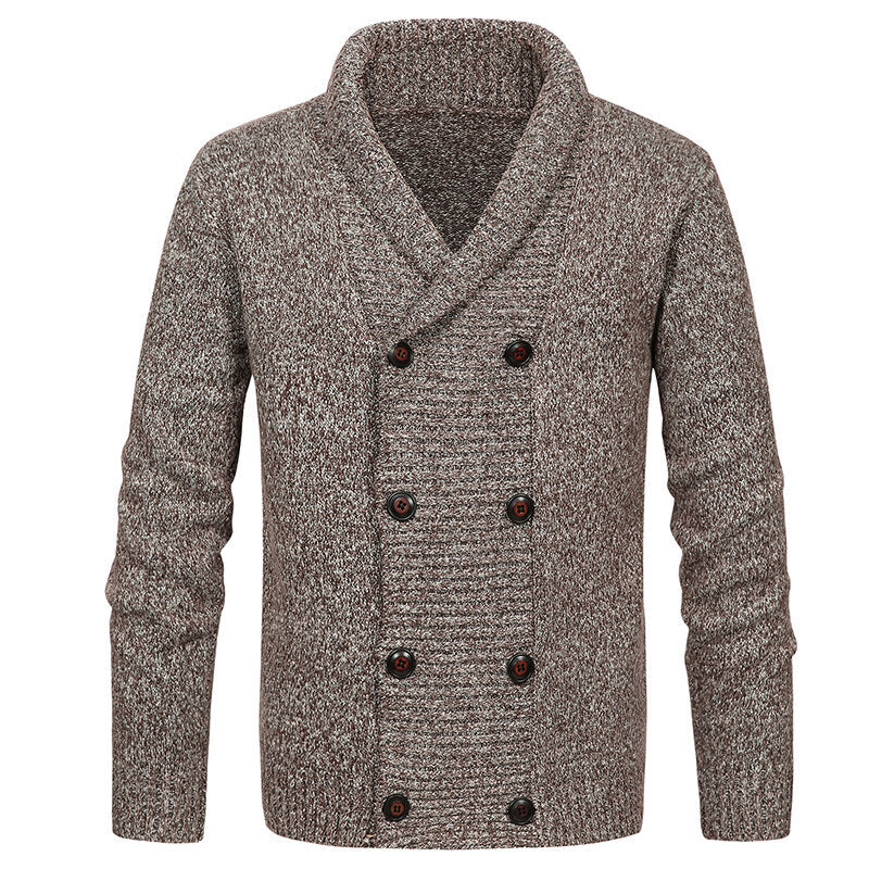 Street-Wave Mens Knit Cardigan With Shawl Collar And Decorative Buttons Breathable Cotton Blend Everyday Comfort