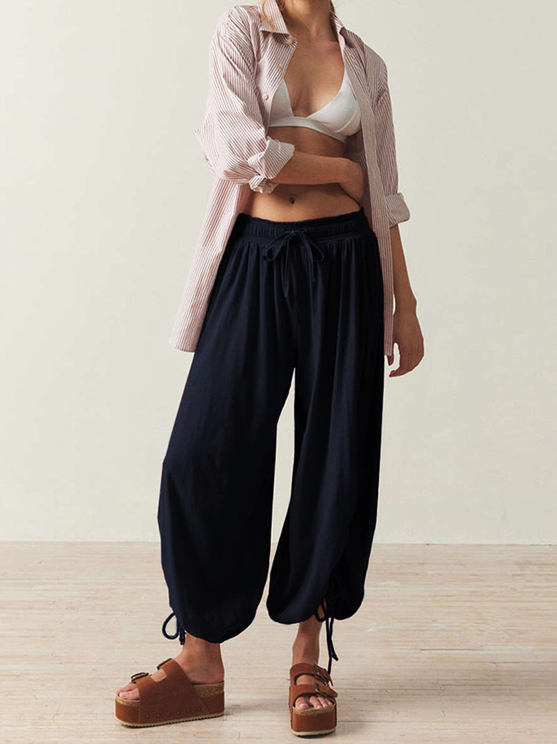 Streetwave Women Harem Pants Elastic Waistband Drawstring Loose Fit Breathable Comfort
