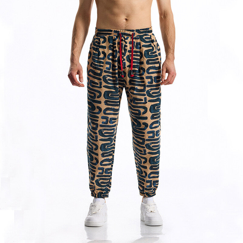 Street-wave Patchwork Joggers for Men with Breathable Comfort All Day Relaxed Fit