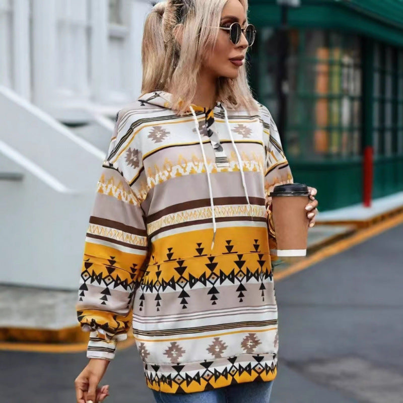Street-Wave Women Bohemian Graphic Hoodie Relaxed Fit Cozy Comfort For Everyday Streetwear