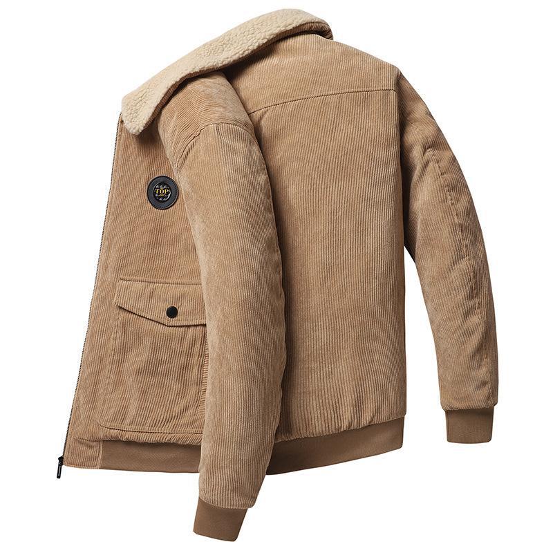 Mens Corduroy Jacket With Wool Lining Loose Fit Button Front Flap Pockets Nordisk Flair By Street-Wave