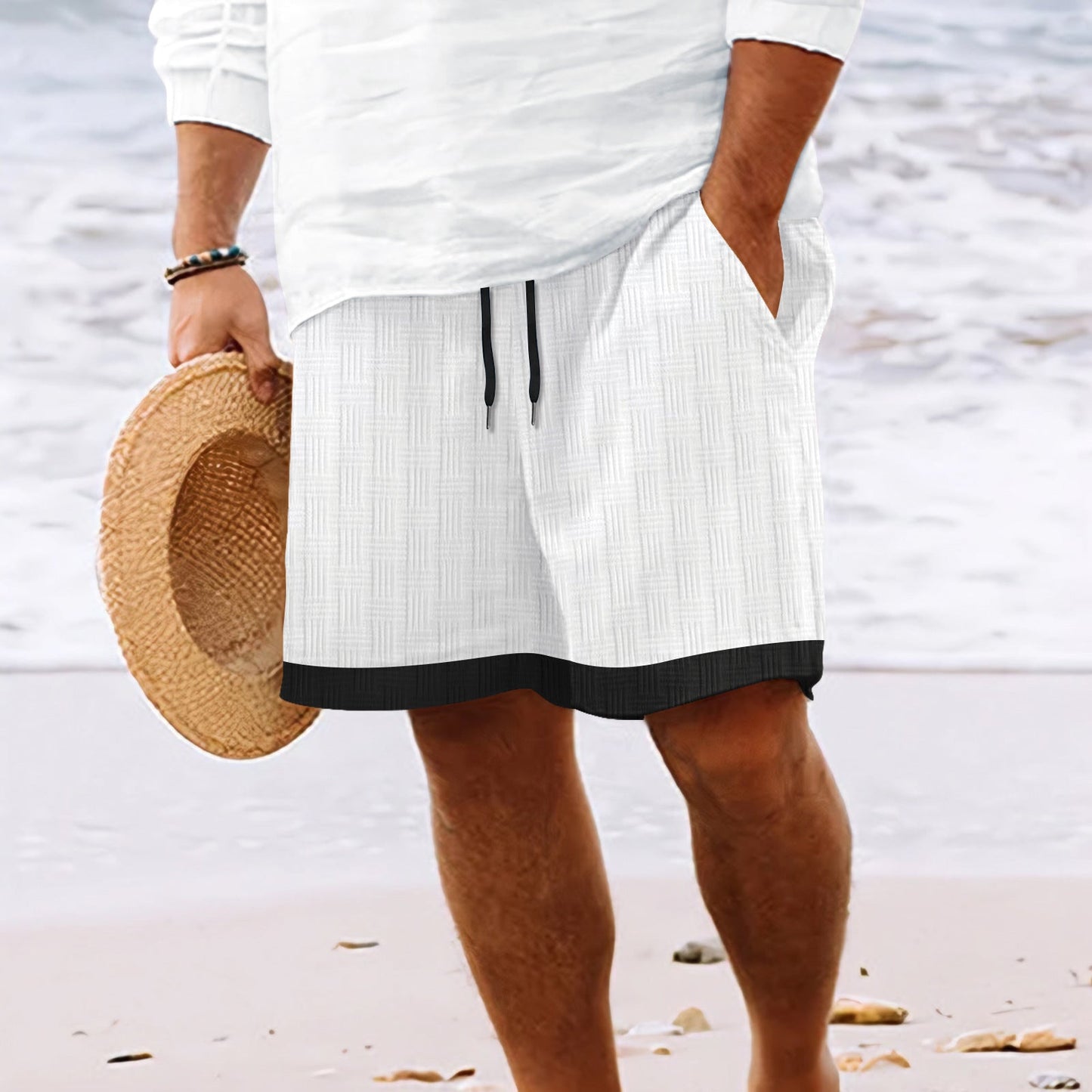 Street-Wave Men's Relaxed Fit Casual Shorts With Elastic Drawstring Waist