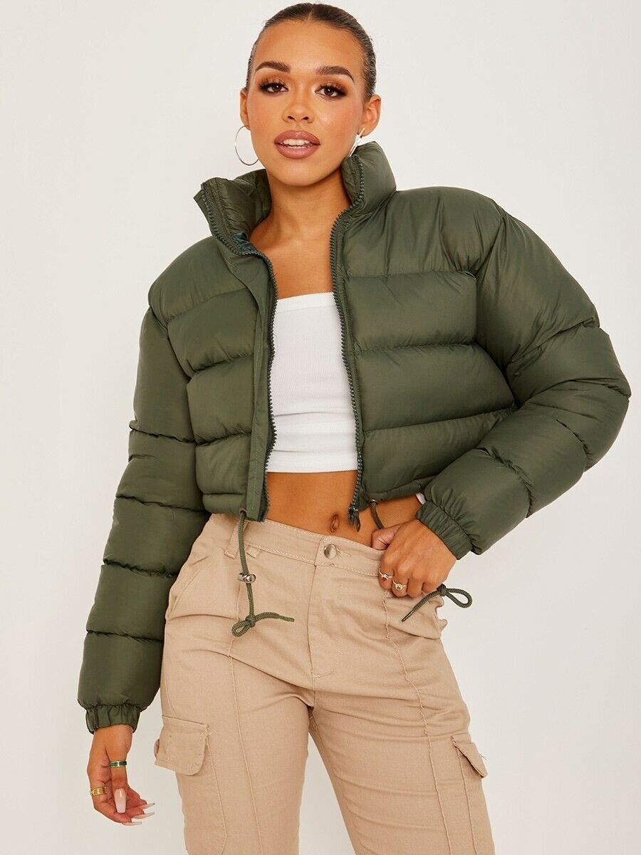 Street Wave Women's Cropped Puffer Jacket With Premium Warmth Insulation For Chic Cold Weather
