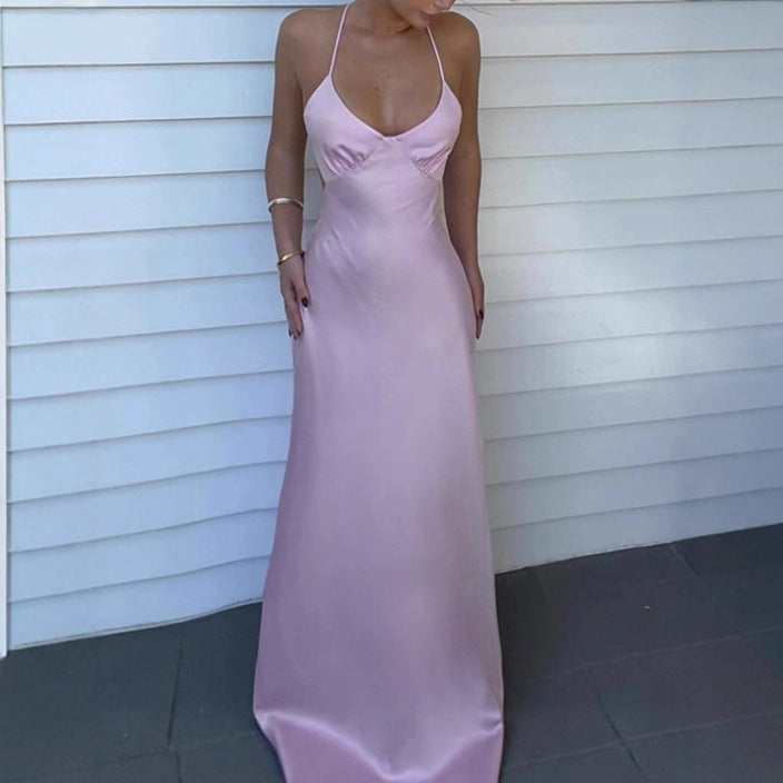 Elegant Maxi Dress With Deep V Neck And Adjustable Spaghetti Straps Street Wave For Women