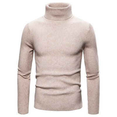 Streetwave Men's Ribbed Knit Turtleneck Sweater, Slim Fit, High Collar, Cozy Warmth