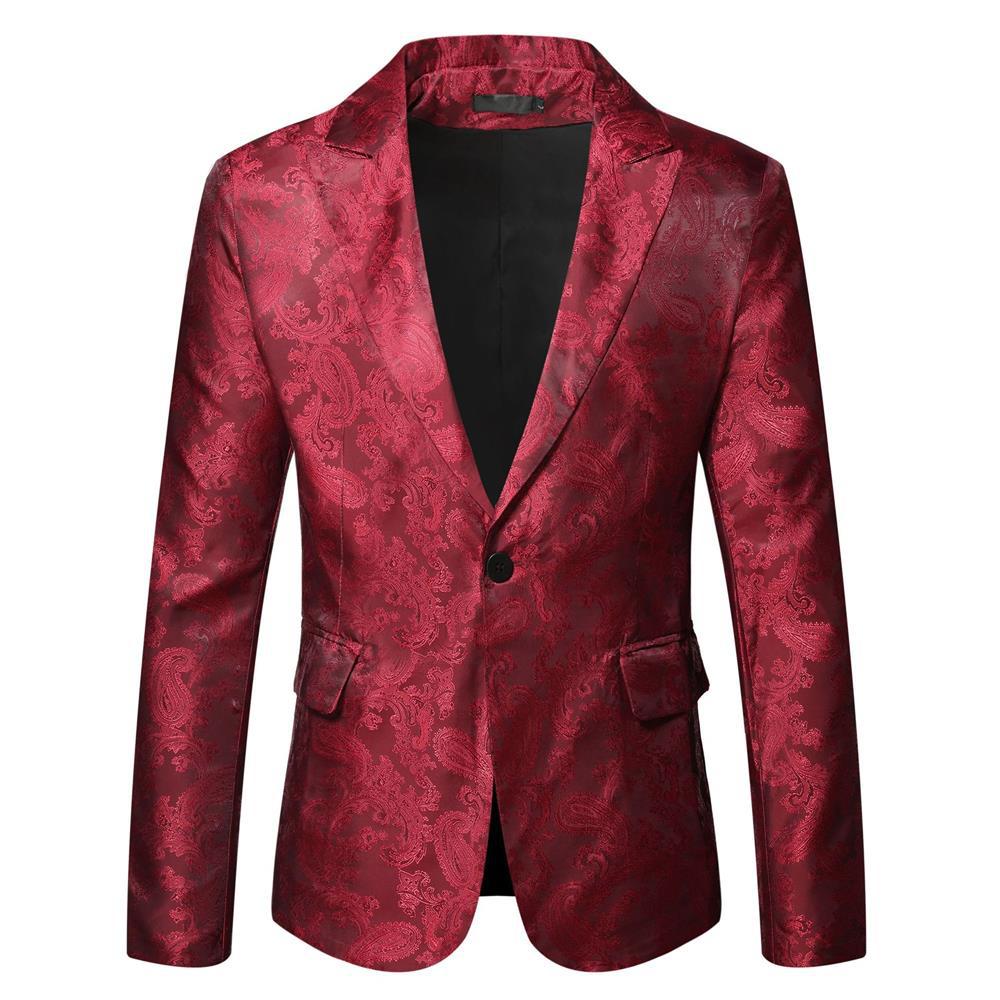 Paisley Pattern Blazer For Men Elegant Satin Jacket For Formal Occasions Street-wave Premium Tailored Fit