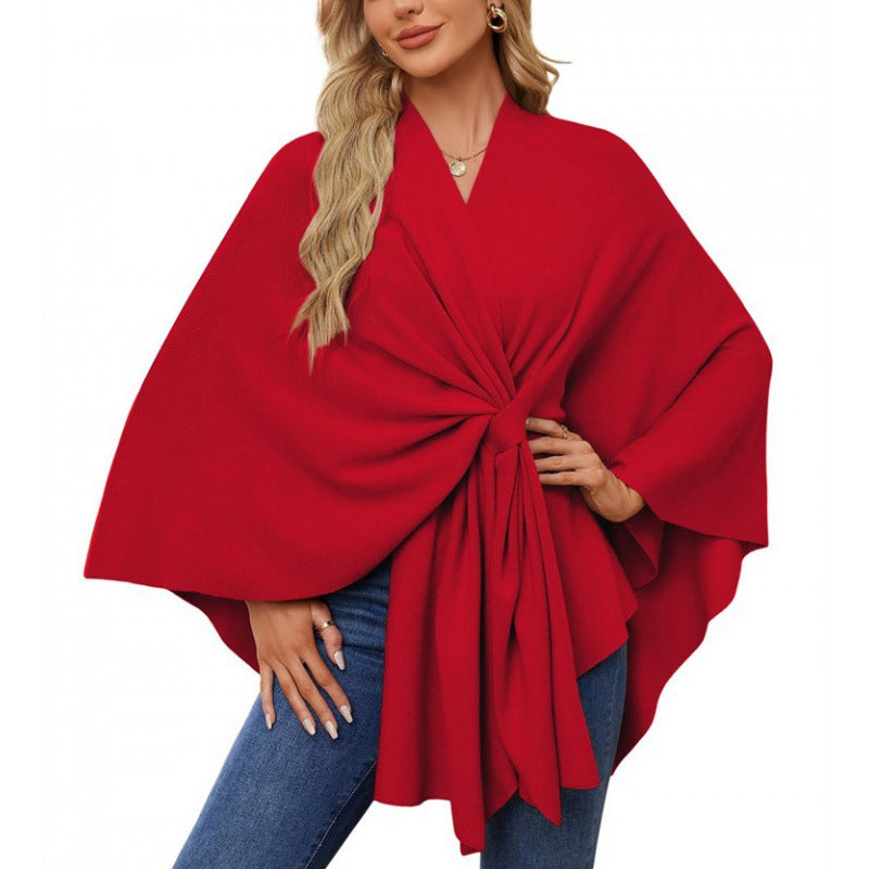 Streetwave Wrap Coat With Knot Tie Front Elegant Draped Silhouette For Stylish Women