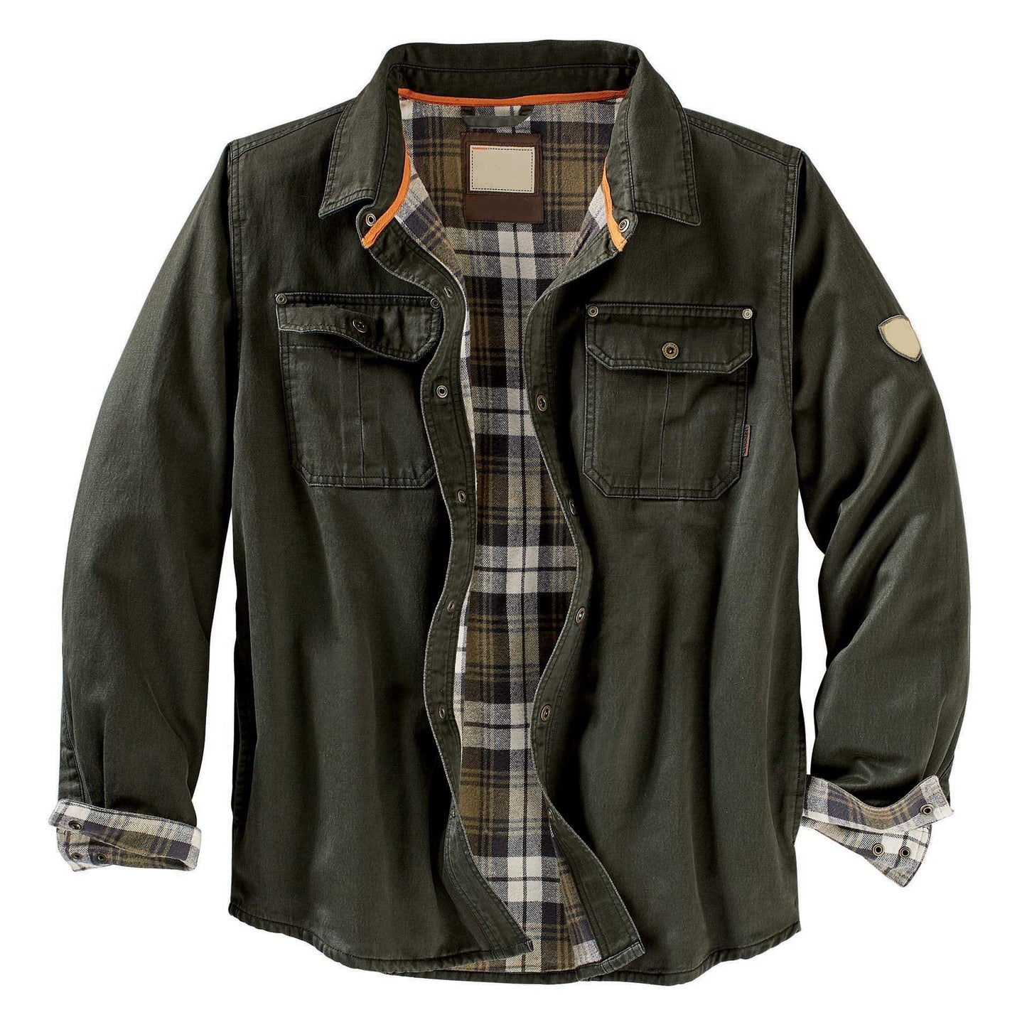 Men's Shirt Jacket With Plaid Lining And Chest Pockets By Street-wave Durable Cotton Blend