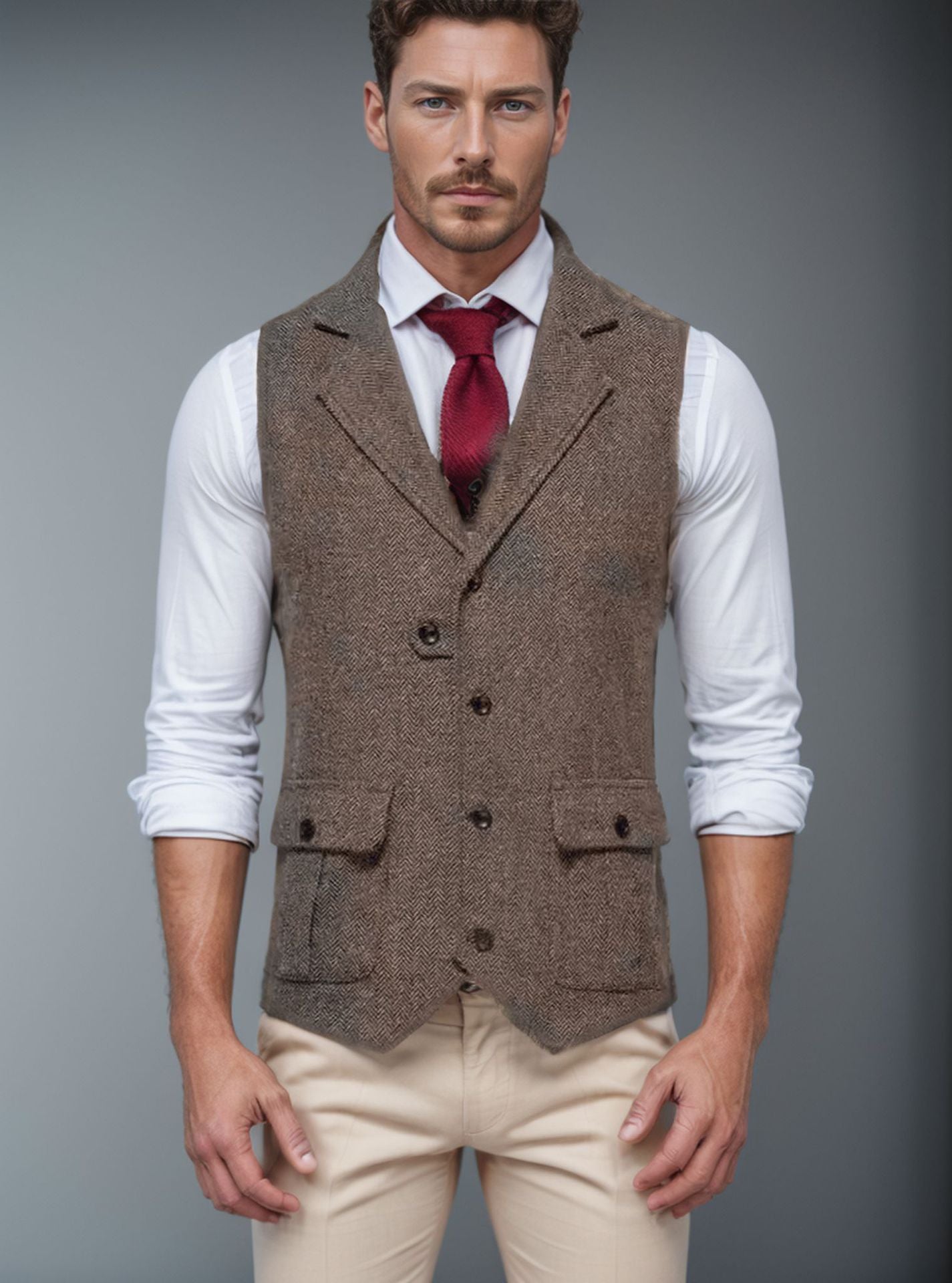 Street Wave Mens Herringbone Vest For Formal Occasions Elegant Comfortable Fit Premium Tailored