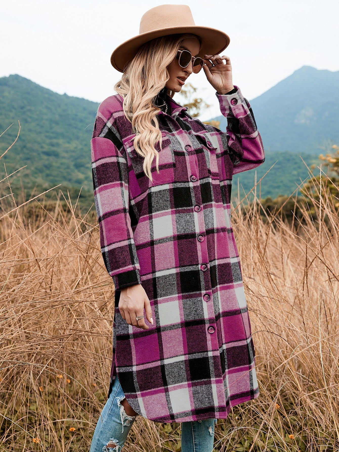 Street Wave Plaid Flannel Shirt Dress For Women, Soft Cozy Warm Fabric, Fall Ready Comfort