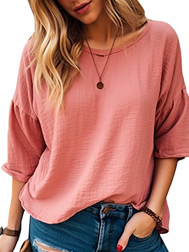Oversized Shirt For Women Street-wave Casual Comfort With Wide Round Neckline Versatile Everyday Style