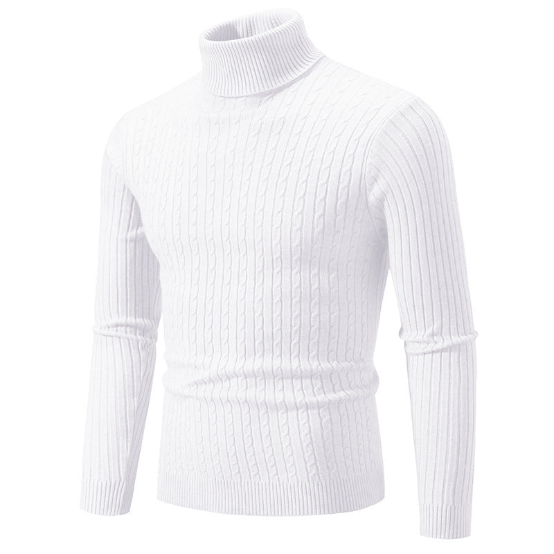 Streetwave Men's High Collar Cable Knit Sweater With Textured Pattern For Premium Winter Warmth