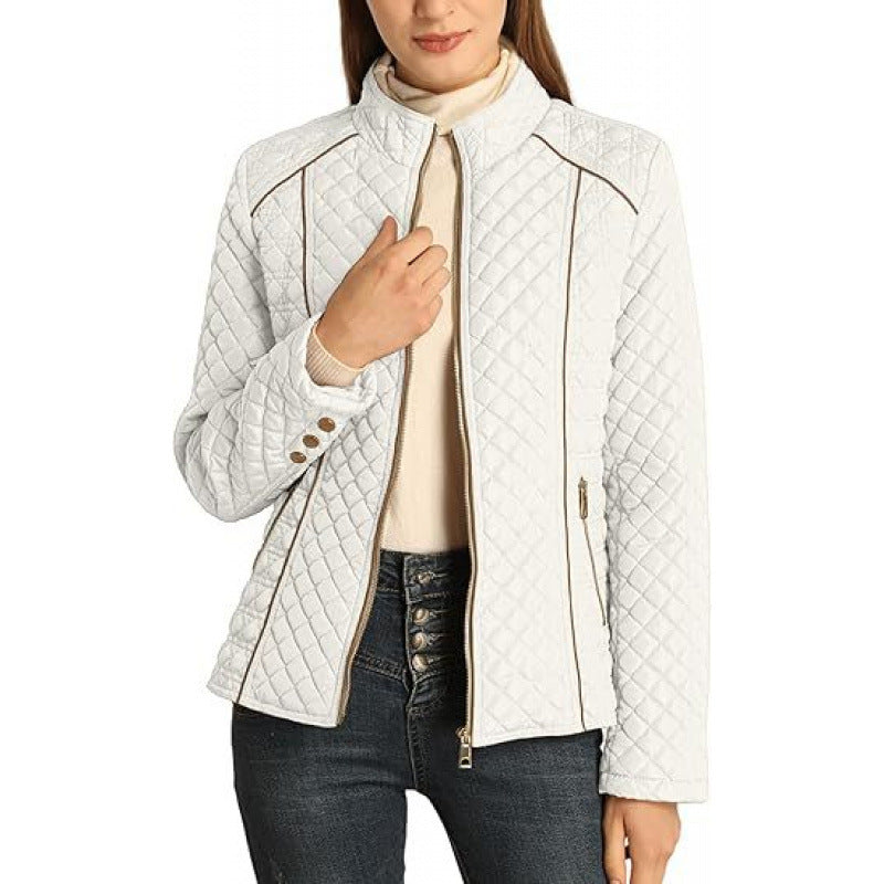 Street-wave Women Quilted Jacket With High Collar Soft Warmth Casual Everyday Outerwear
