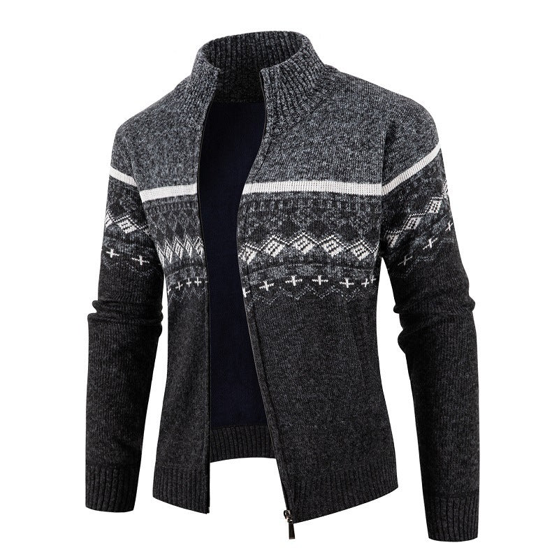 Streetwave Mens Knit Cardigan With High Collar Cozy Warmth And Modern Style For Cold Weather