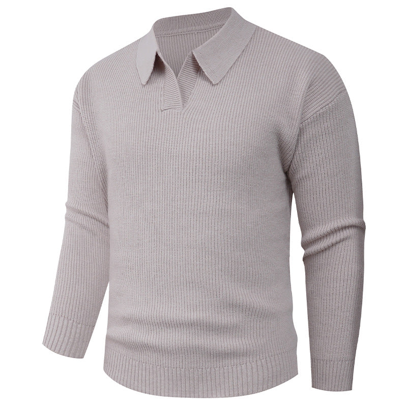 Street-Wave Men's Knit Pullover With Classic Collar And Structured Texture Soft Cotton Blend For All Day Comfort