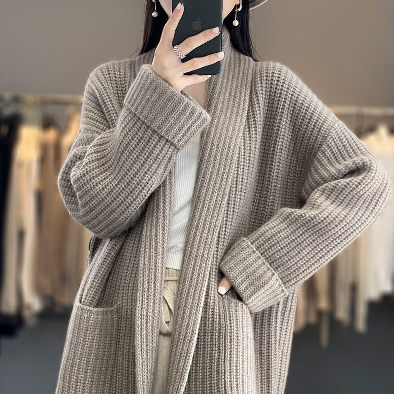 Street-Wave Open Front Oversized Knit Cardigan For Women Plus Size Cozy Layering Essential