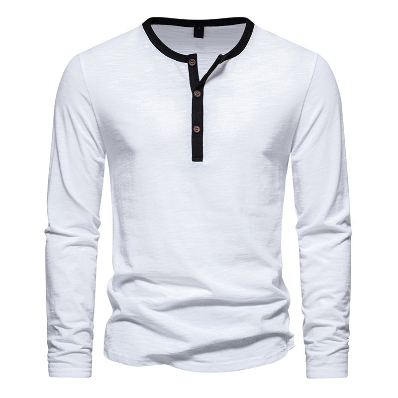 Street-wave Men's Henley Shirt Long Sleeve With Contrast Collar Premium Comfort Everyday Wear