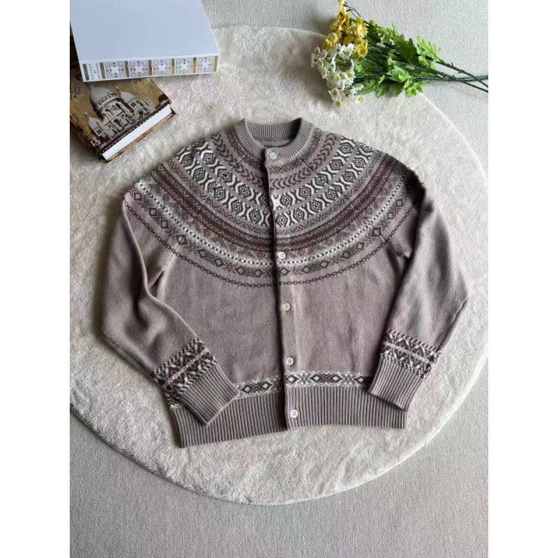 Street-Wave Women's Nordic Knit Cardigan Wool Blend for Warmth and Cozy Everyday Style