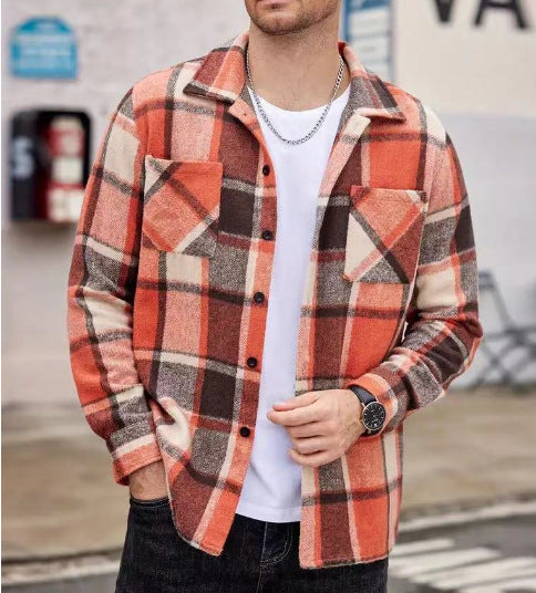 Streetwave Mens Casual Plaid Shirt Jacket Breathable Cotton Blend For Everyday Wear