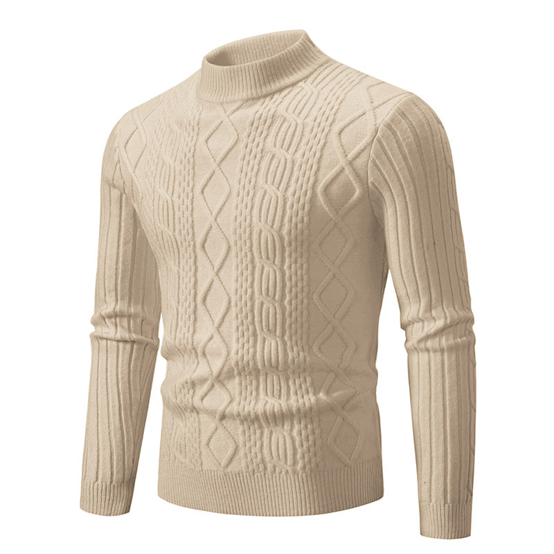 Street-Wave Men's Cable Knit Sweater With Modern Cable Pattern Breathable Cotton Comfort