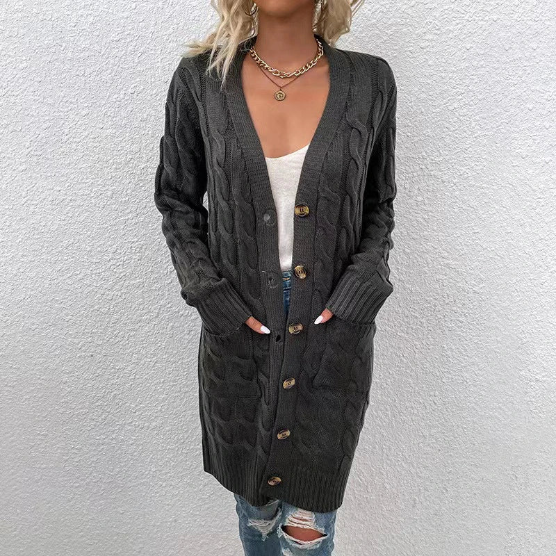 Street-Wave Cardigan For Women Mustard Cable Knit Long Cardigan Effortless Style And Comfort