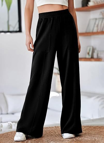 Streetwave Women Comfortable Breathable Wide Leg Lounge Pants With Elastic Waistband And Pockets For Everyday Casual Wear