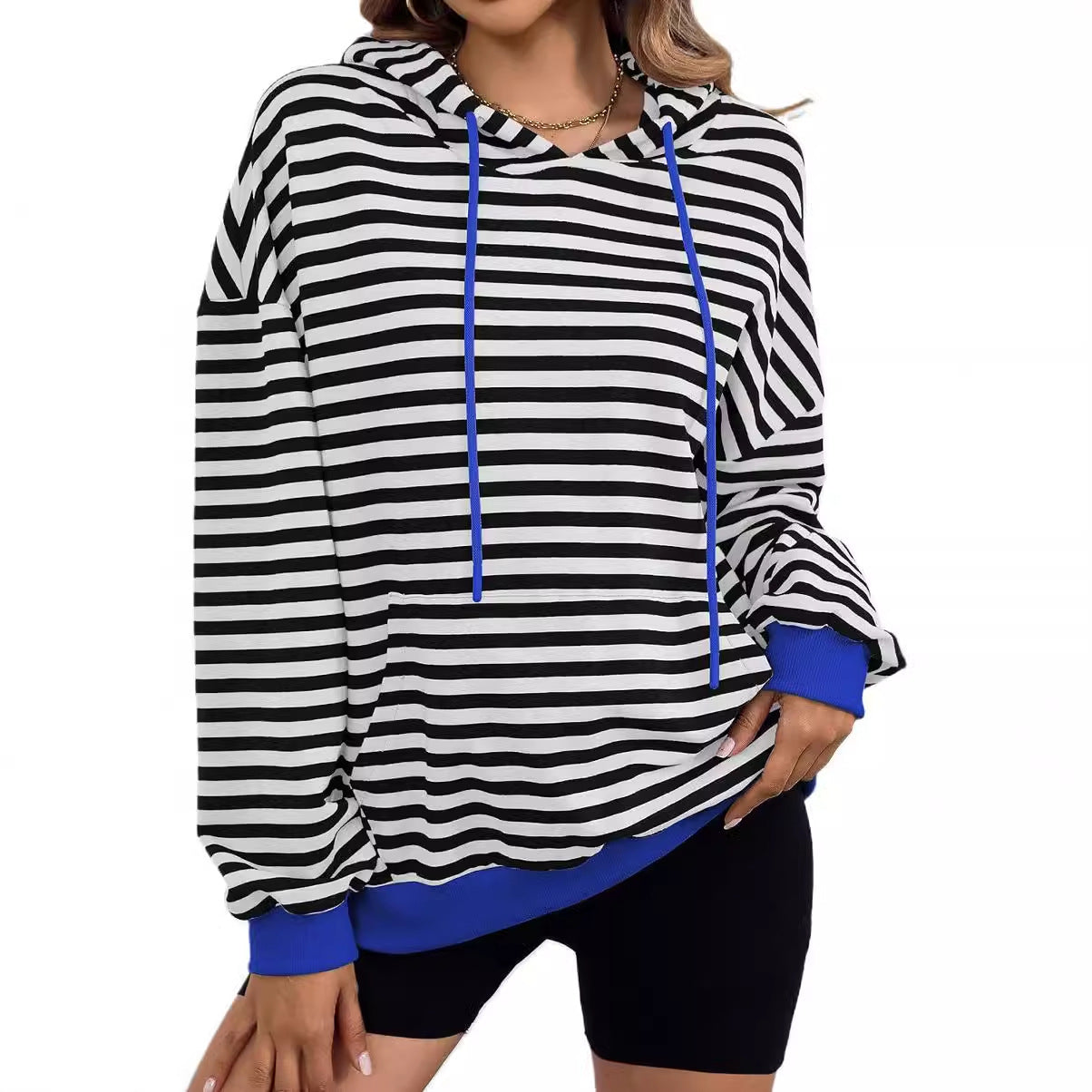 Streetwave Womens Colorful Striped Hoodie Cozy Soft Casual Streetwear For Women Bold Everyday Comfort