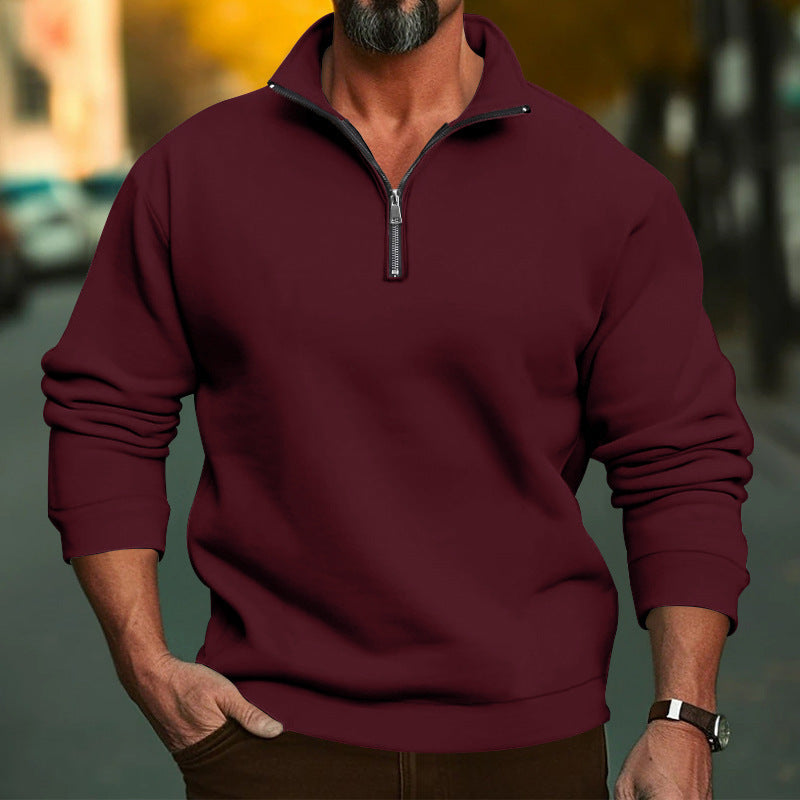 Street-Wave Men's Half Zip Sweatshirt With Soft Fleece Interior For Warm Everyday Comfort