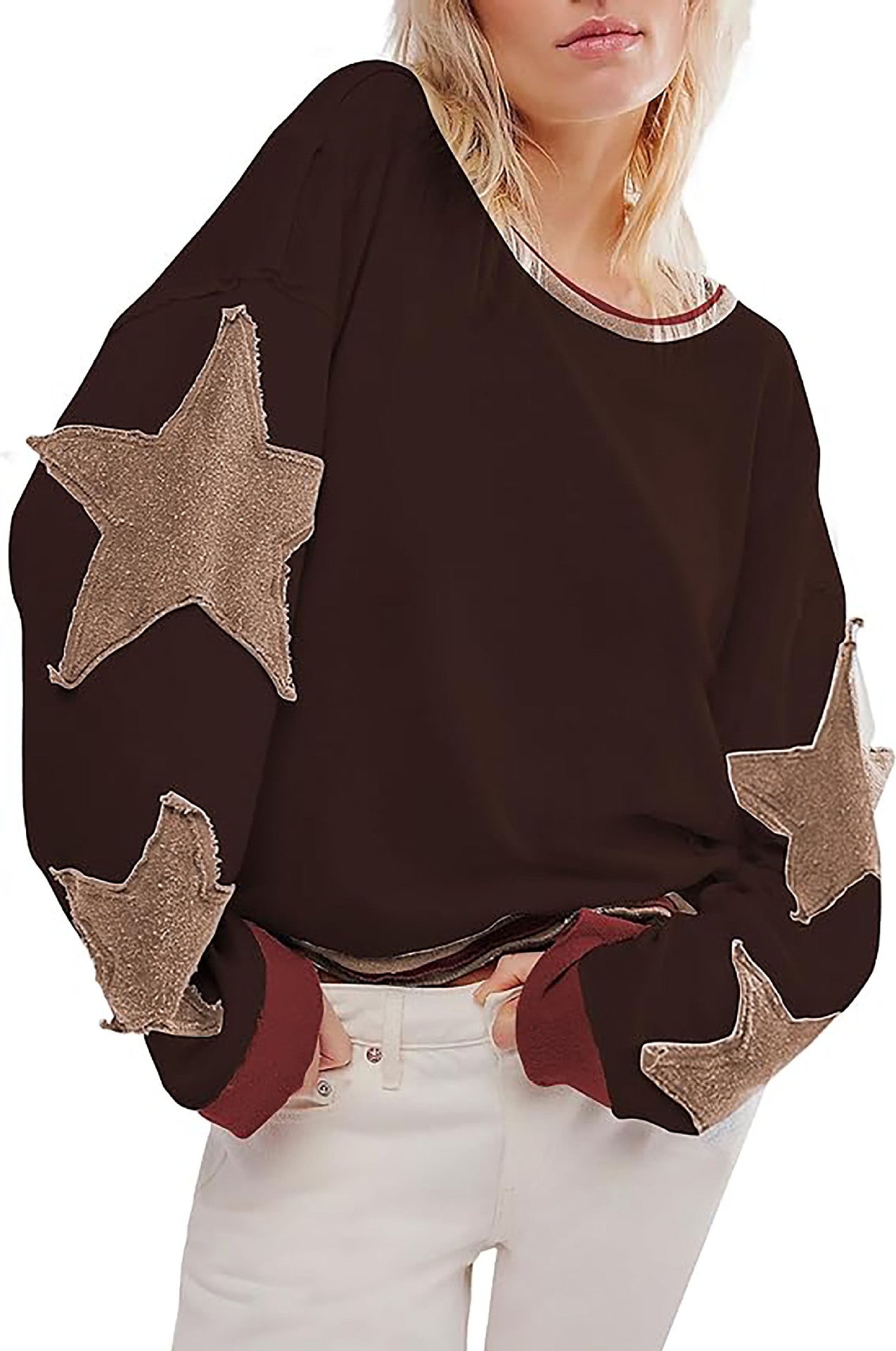 Street Wave Womens Casual Star Design Pullover Cozy Cotton Blend Everyday Comfort