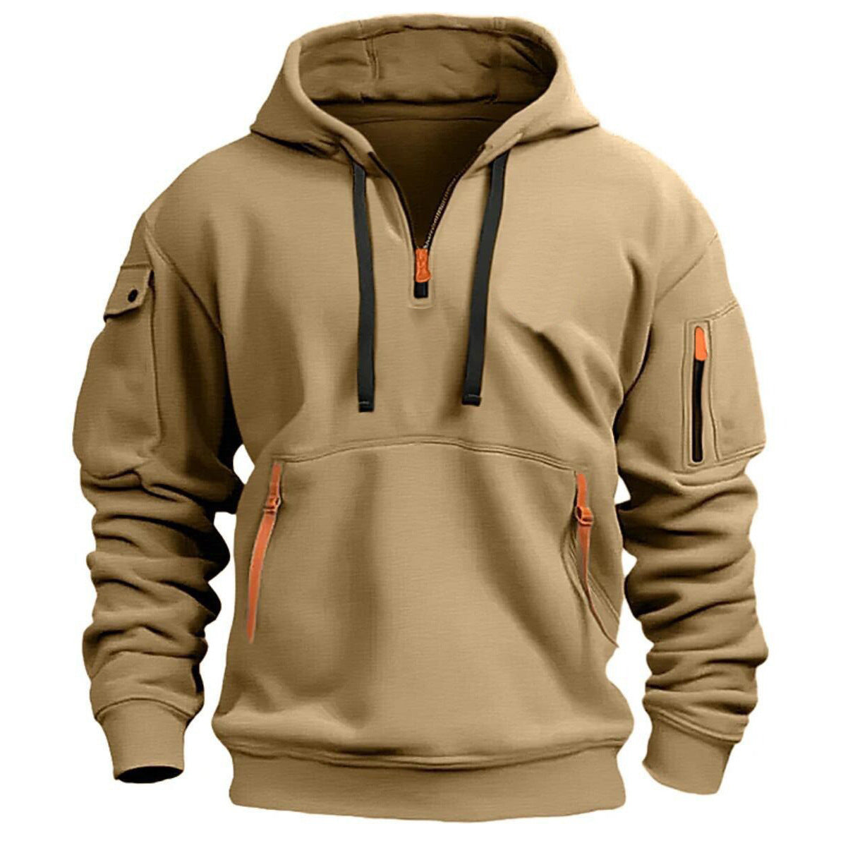 Mens Functional Hoodie Street-wave With Zippered Pockets For Active Men Comfort And Style