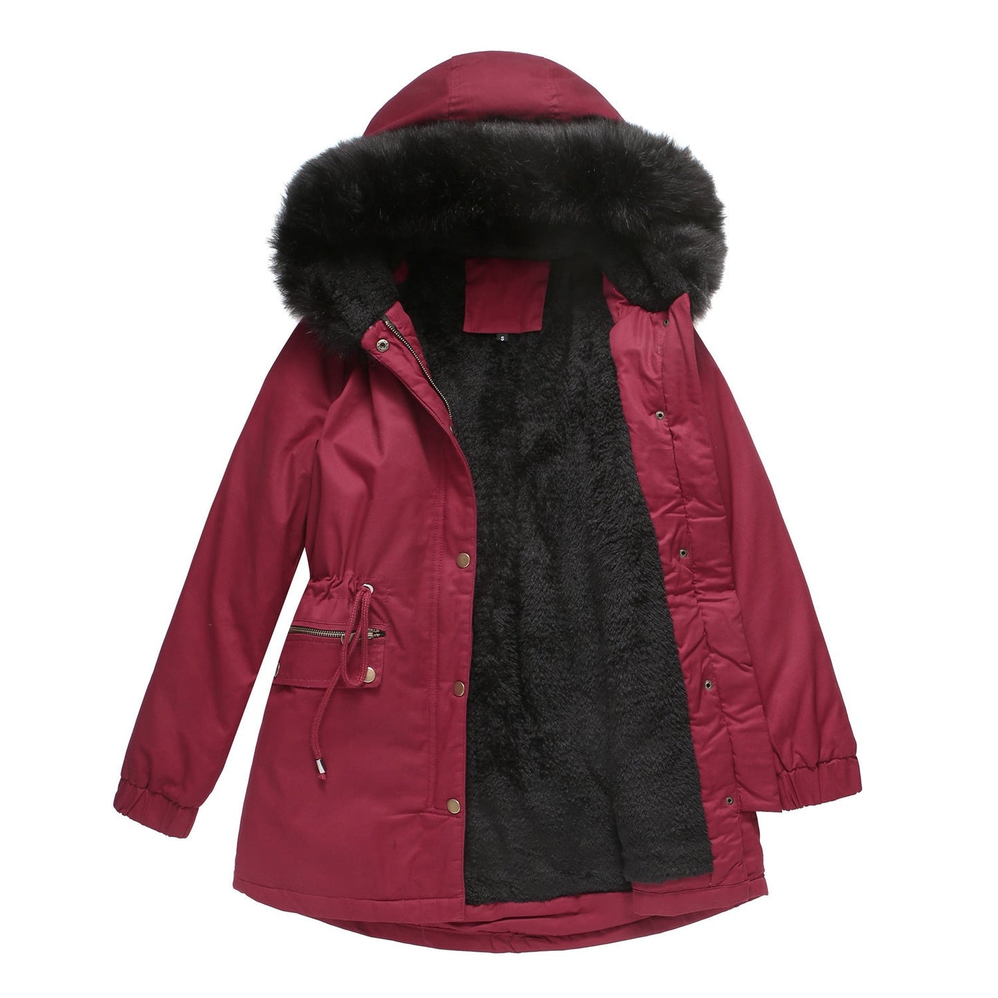 Womens Warm Quilted Jacket With Removable Faux Fur Collar Streetwave Cozy Winter Outerwear