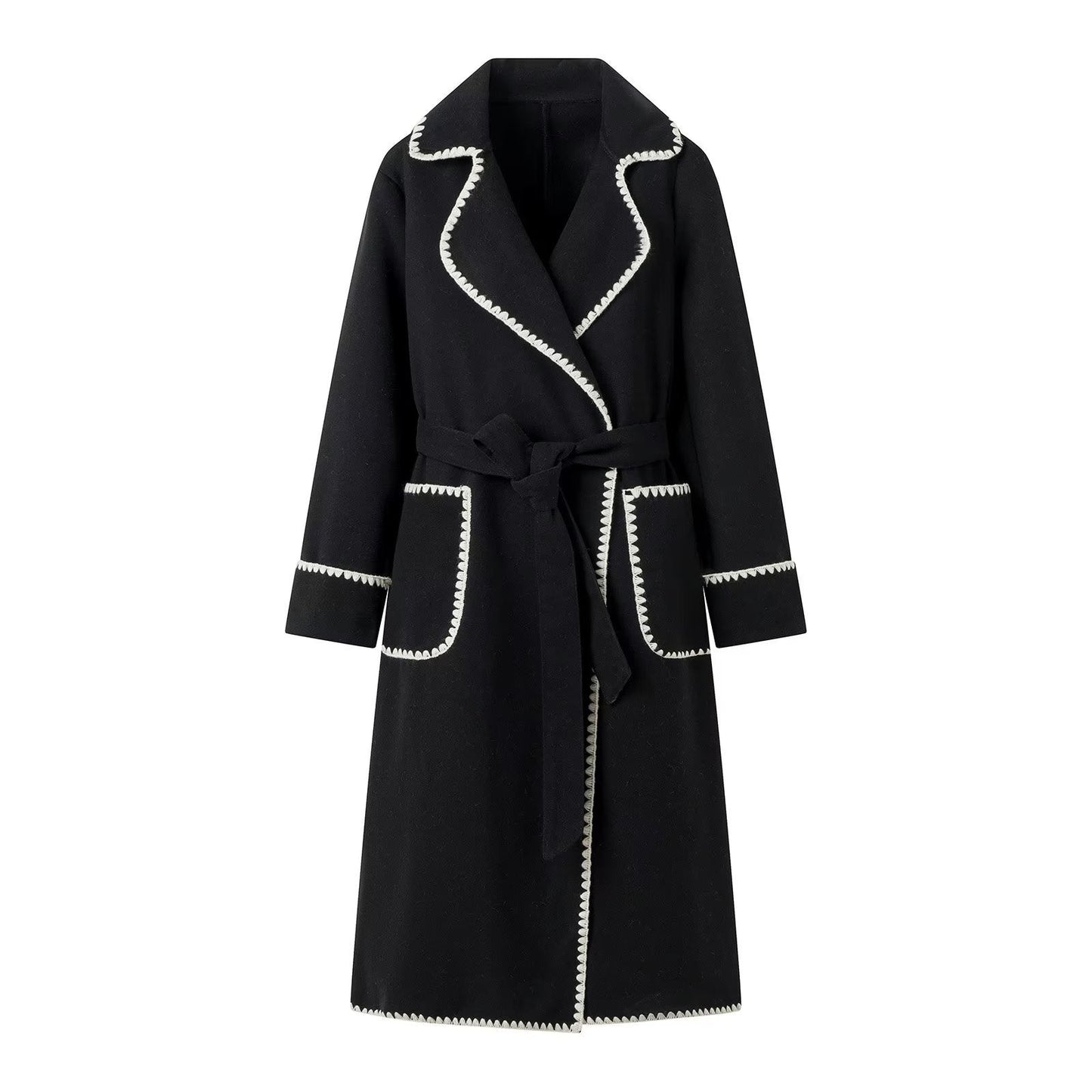 Elegant Transitional Coat For Women By Streetwave With Decorative Belt And Premium Pockets