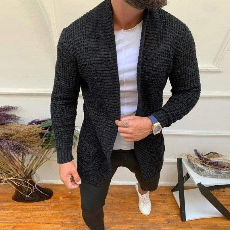 Men's Cardigan With Deep Shawl Collar And Textured Knit By Streetwave For Modern Urban Style And Comfort