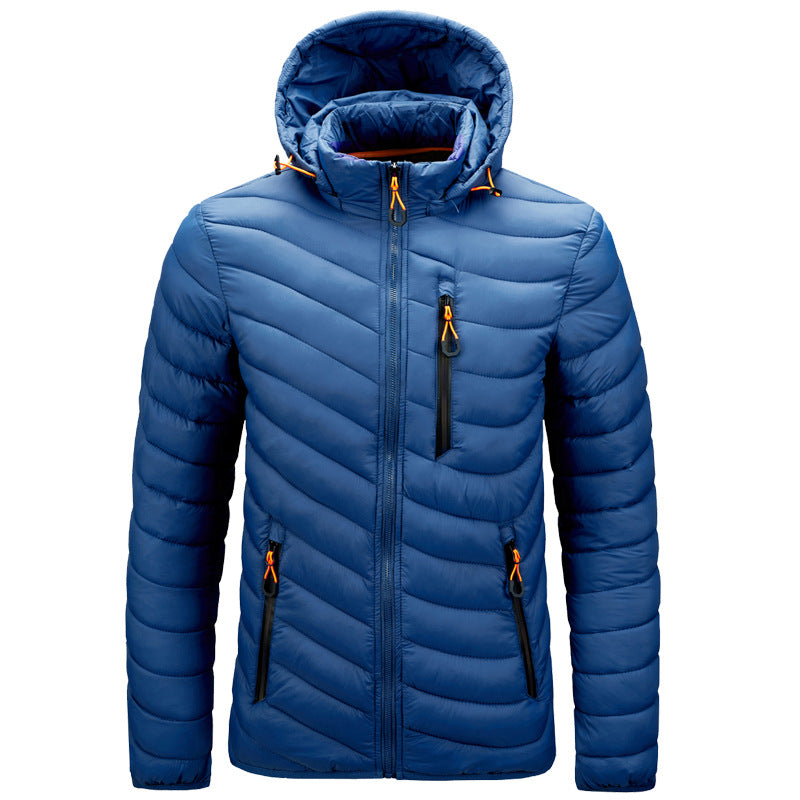 Street-Wave Men's Vegan Leather Puffer Jacket With Hood Eco Quilted Outerwear For Men