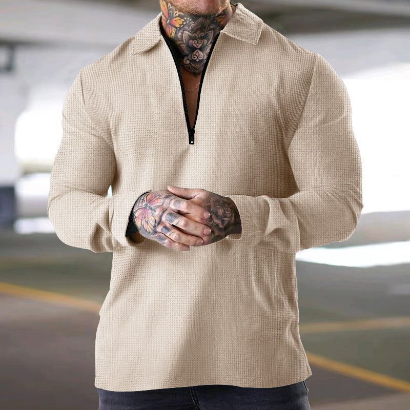Street Wave Mens Long Sleeve Zip Shirt Breathable Comfort For Urban Streetwear Fans