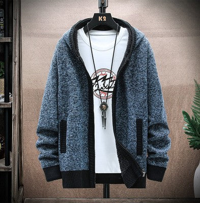 Street Wave Knit Cardigan For Men With Asymmetric Zipper And Practical Pockets Modern Comfort