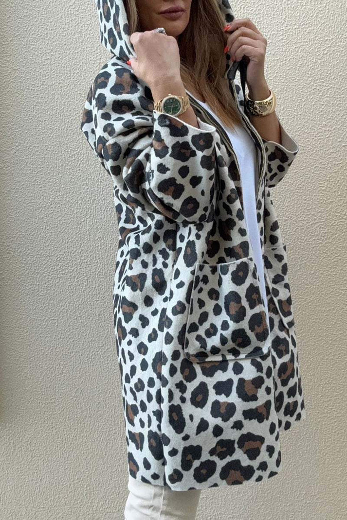Street-Wave Leopard Print Hoodie Jacket For Women Chic Bold Statement Essential Outerwear