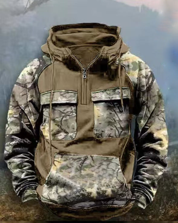 Street-Wave Men's Camouflage Functional Hoodie Pullover for Outdoor Adventurers Breathable Comfort