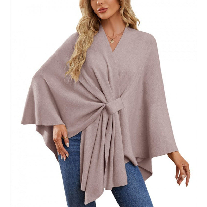 Streetwave Wrap Coat With Knot Tie Front Elegant Draped Silhouette For Stylish Women