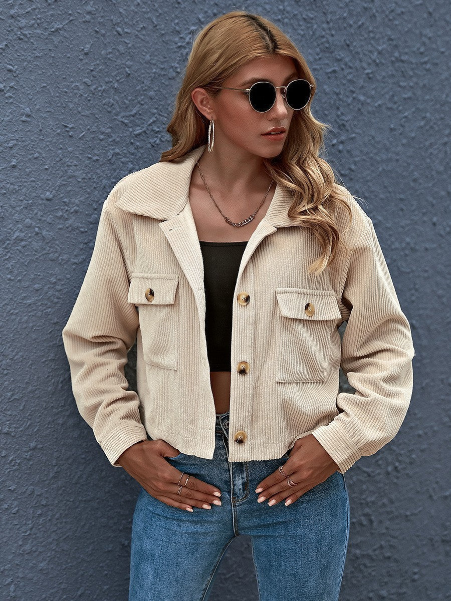 Street-Wave Women's Corduroy Jacket With Practical Pockets For Everyday Style And All-Season Comfort