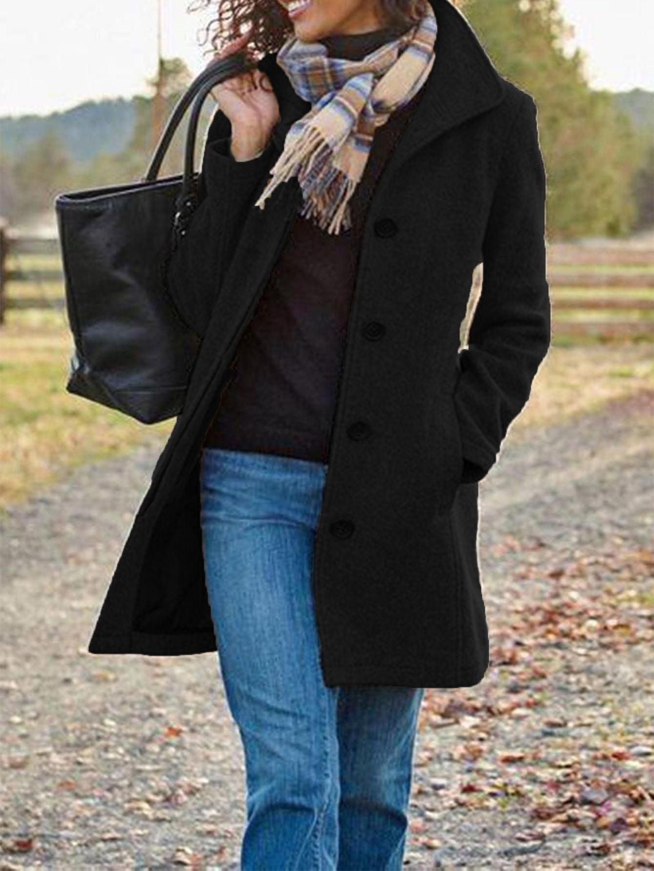 Street-wave Women's Wool Coat With Classic Lapel Elegant Warmth Timeless Style For Women