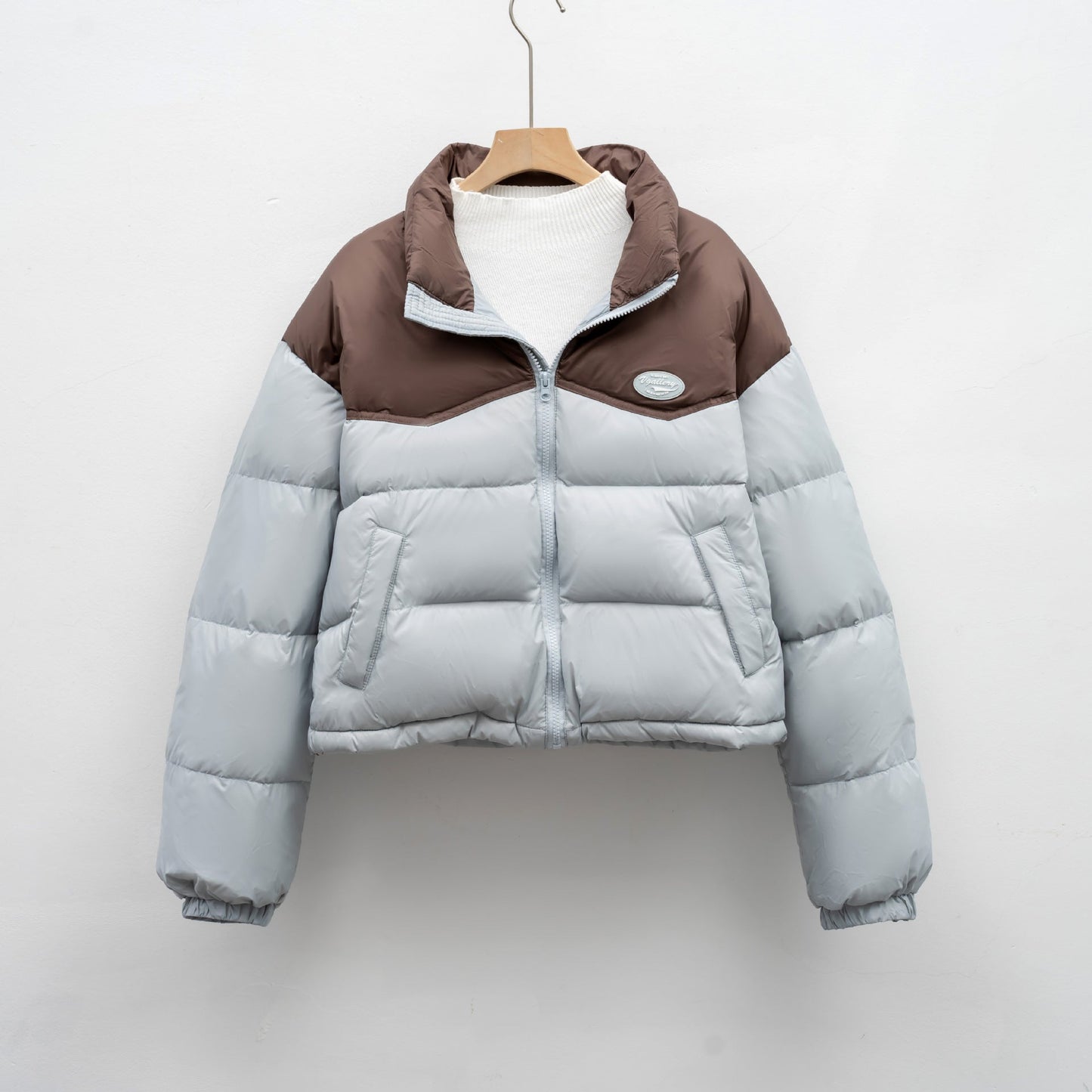 Street-wave Women Puffer Jacket Cropped High Collar For Women Warmth And Comfort Quilted Coat