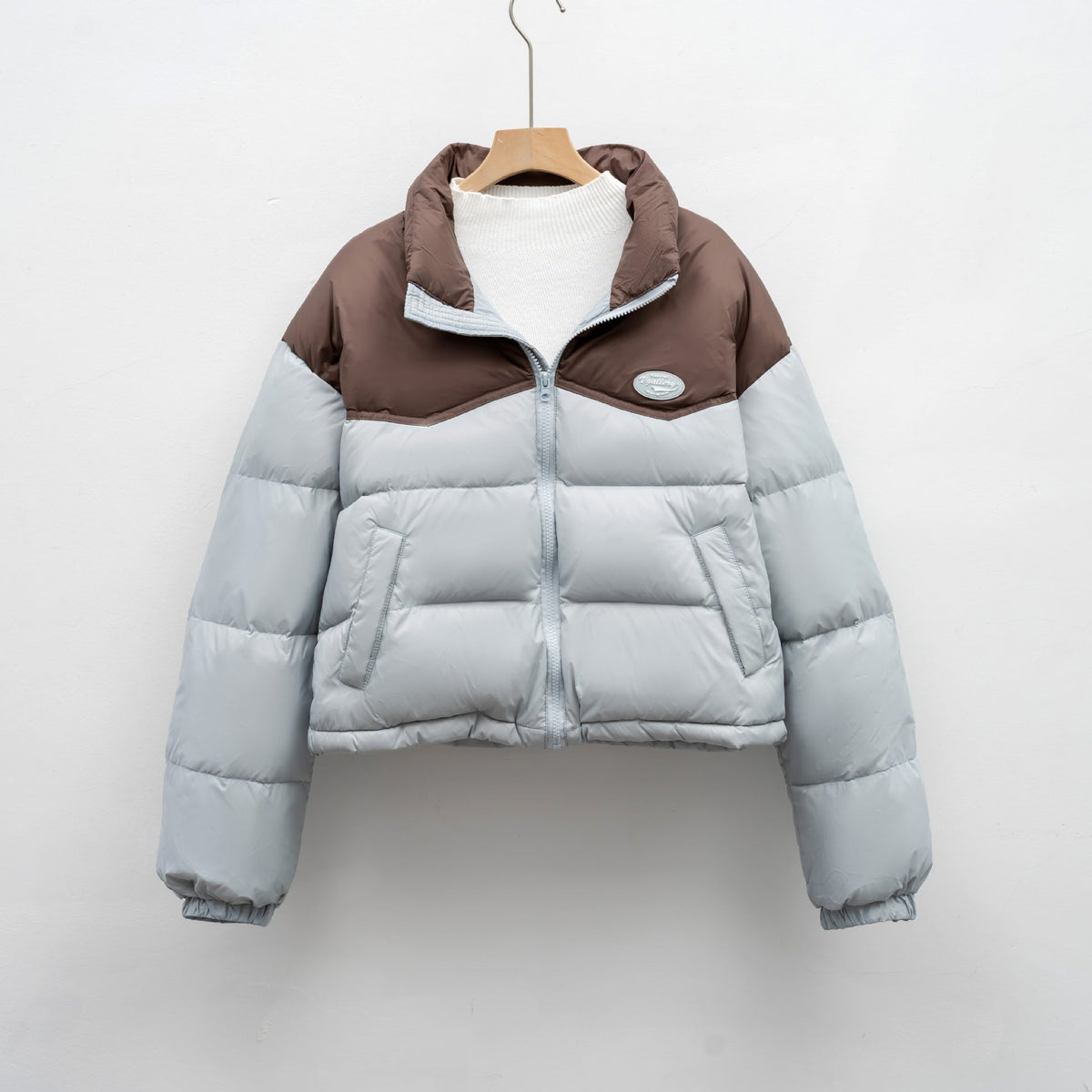 Street-wave Women Puffer Jacket Cropped High Collar For Women Warmth And Comfort Quilted Coat