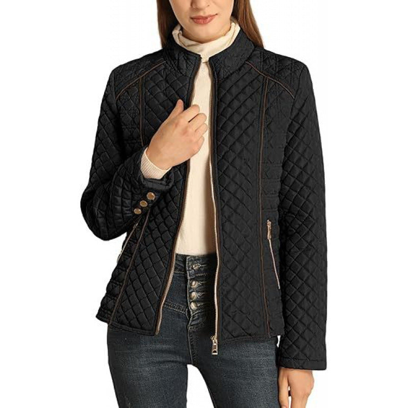 Street-wave Women Quilted Jacket With High Collar Soft Warmth Casual Everyday Outerwear