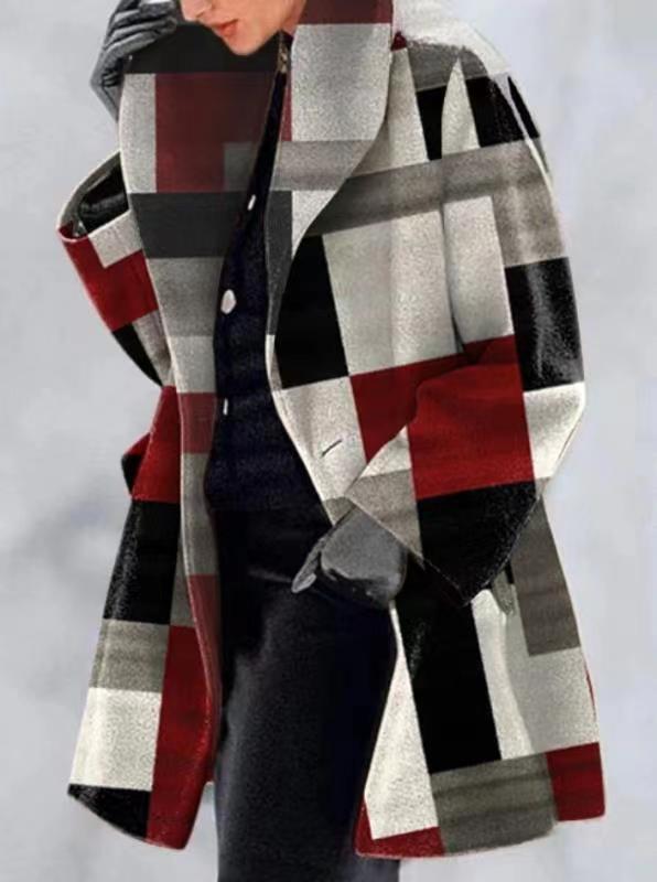 Street-wave Oversized Plaid Coat For Women With Luxurious Textured Wool Blend Timeless Cold Weather Essential
