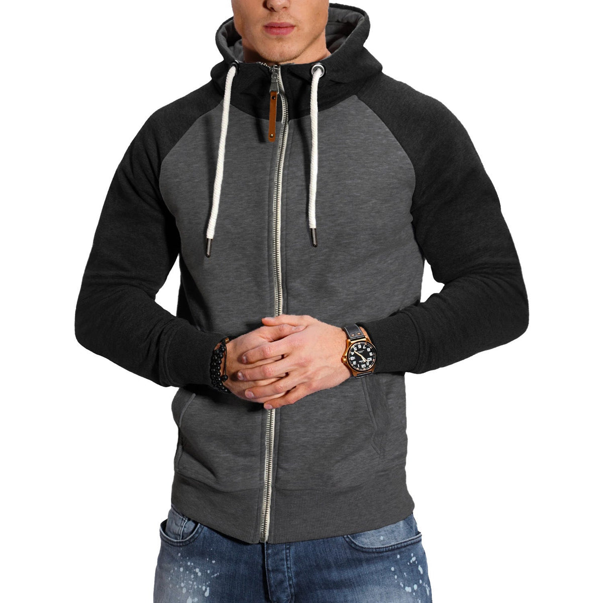 Street-Wave Men's Hooded Zip Hoodie With Premium Zipper Refined Style For Style Conscious Men
